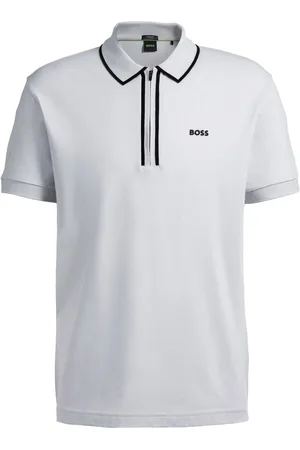 HUGO BOSS Stretch-Poloshirt mit Zip und Logo-Emblem