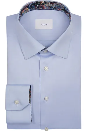 Eton Unifarbenes Twill-Hemd mit Ausputz, Classic Fit