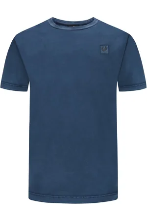Belstaff Unifarbenes T-Shirt in Washed-Optik mit Logo-Aufnäher