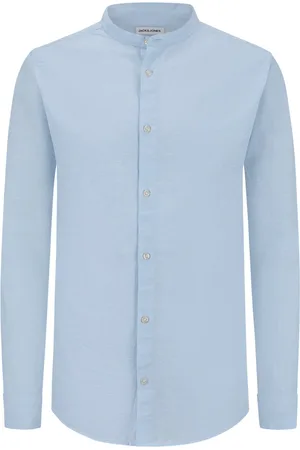 JACK & JONES Unifarbenes Hemd mit Leinen und Stehkragen