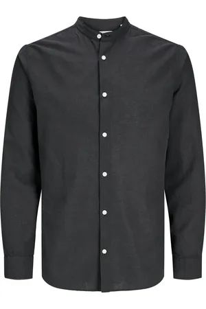 JACK & JONES Unifarbenes Hemd mit Leinen und Stehkragen