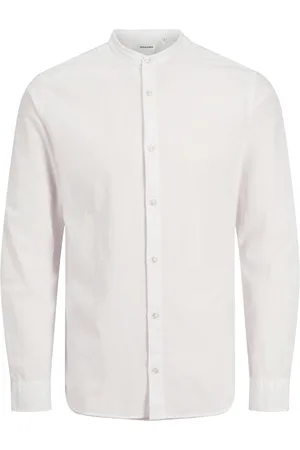 JACK & JONES Unifarbenes Hemd mit Leinen und Stehkragen