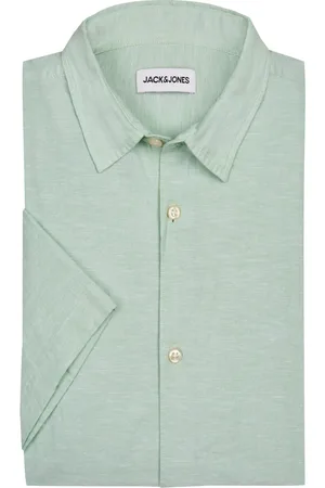 JACK & JONES Leichtes Kurzarmhemd aus Baumwolle und Leinen