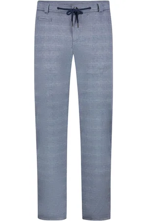 Bugatti Stretch-Chino mit Tunnelzug und Glencheck-Muster