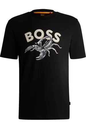HUGO BOSS T-Shirt aus Baumwolle mit Skorpion und Label-Print