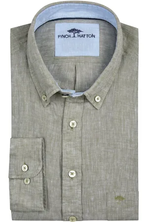 Fynch-Hatton Leinenhemd mit Button-Down-Kragen