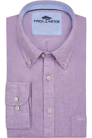 Fynch-Hatton Leinenhemd mit Button-Down-Kragen
