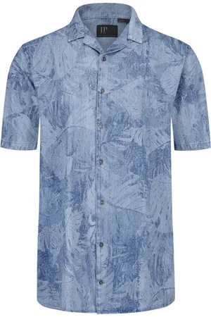 JP 1880 Denim-Kurzarmhemd mit tropischem Print