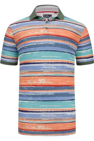 Ragman Piqué-Poloshirt mit abstraktem Streifenmuster