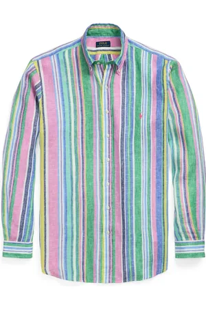 Ralph Lauren Leinenhemd mit Streifenmuster und Logo-Aufnäher