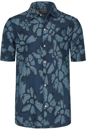 Marc O’ Polo Leinen-Kurzarmhemd mit floralem Print, Regular Fit