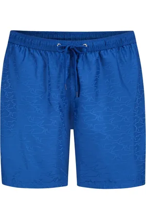 Paul & Shark Glatte Badeshorts mit changierendem Hai-Motiv