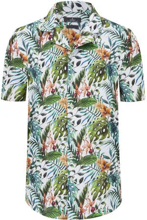 Ragman Glattes Flex-Kurzarmhemd mit floralem Print