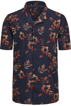 JP 1880 Baumwoll-Kurzarmhemd mit Streifen und Blumen