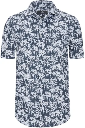Ragman Kurzarmhemd mit Allover-Print, Modern Fit, extralang
