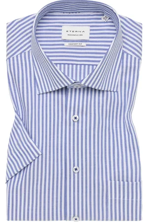 ETERNA Kurzarmhemd aus Baumwolle mit Streifenmuster, Comfort Fit