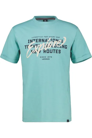 Lerros Meliertes T-Shirt mit gummiertem Letter-Print