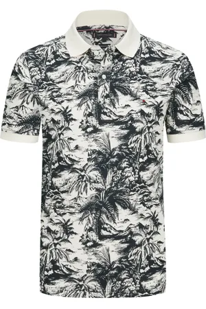 Tommy Hilfiger Piqué-Poloshirt mit Karibik-Print und Leinenanteil