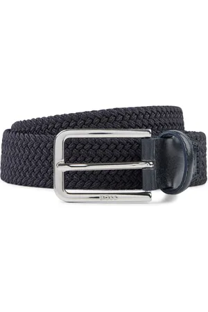 HUGO BOSS Schmaler Flechtgürtel mit Leder-Details und Metallschließe