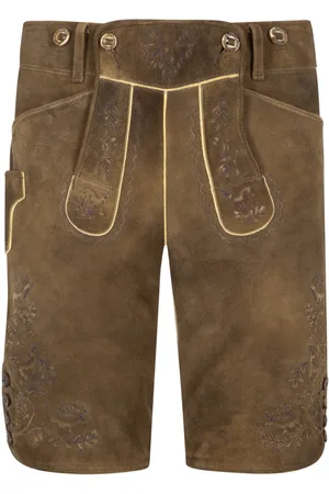 Meindl Steiermark Lederhose aus Ziegenleder, blau Stick