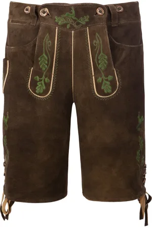Meindl Lederhose Aschheim mit grüner Reliefstickerei