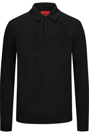 HUGO BOSS Langarm-Poloshirt in Feinstrick