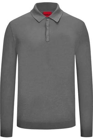HUGO BOSS Langarm-Poloshirt in Feinstrick