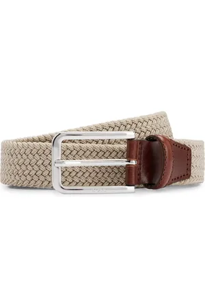 HUGO BOSS Schmaler Flechtgürtel mit Leder-Details und Metallschließe