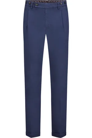 Berwich Stretch-Chino mit doppelter Bundfalte und Umschlag, Slim Fit