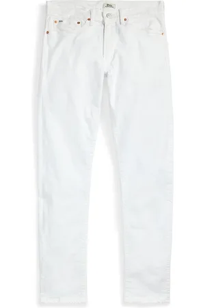 Ralph Lauren Weiße Low Stretch-Jeans The Sullivan mit Poloreiter-Stickerei, Slim