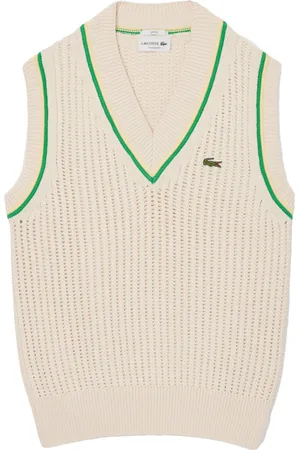 Lacoste Strick-Pullunder mit V-Ausschnitt und Logo-Stickerei, Classic Fit