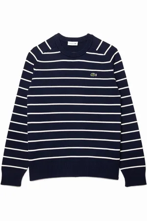 Lacoste Leichter Pullover mit Ringelstreifen und Krokodil-Aufnäher