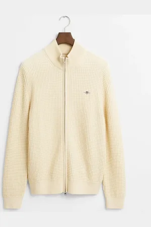 GANT Strickjacke mit Logo-Stickerei und Waffelstrick