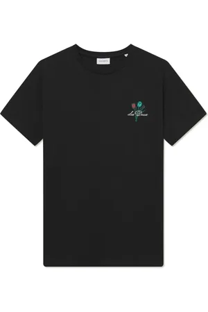 Les Deux Dichtes T-Shirt mit Logo-Stickerei und Motiv-Print auf Rückenseite