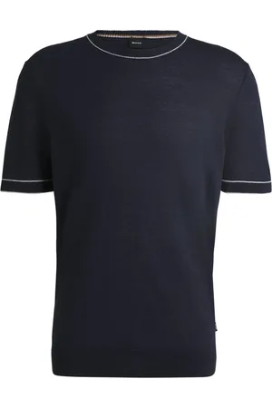 HUGO BOSS Unifarbenes Strickshirt aus einem Leinengemisch