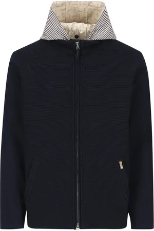 LUIS TRENKER Strickjacke im Materialmix mit heraustrennbarer Kapuze