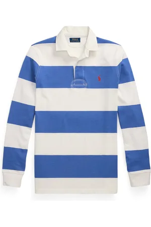 Ralph Lauren Langarm-Rugbyshirt mit Streifen und Poloreiter-Stickerei, Classic Fit