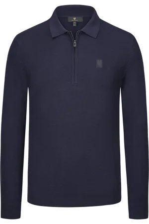 Belstaff Langarm-Poloshirt aus Baumwoll-Seidenstrick