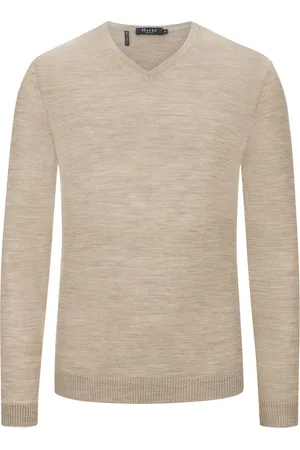 Maerz Leichter Pullover aus Merinowolle mit V-Ausschnitt