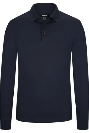 HUGO BOSS Langarm-Poloshirt aus glatter Baumwolle
