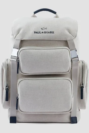 Paul & Shark Canvas-Rucksack mit 4 Außentaschen und Lederbesatz
