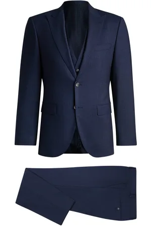 HUGO BOSS Dreiteiliger Anzug mit feinem Muster und Stretch, Regular Fit