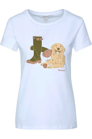 Barbour Damen T-Shirt mit Stretch und Golden Retriever Print