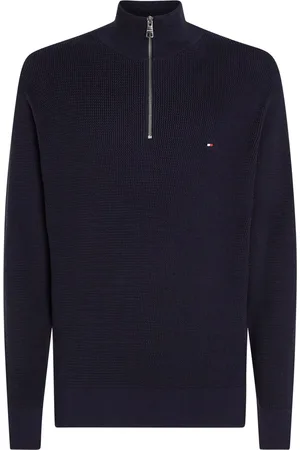Tommy Hilfiger Troyer aus strukturiertem Baumwollstrick mit Logo-Stickerei