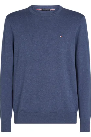 Tommy Hilfiger Pullover aus feinem Baumwollstrick mit Logo-Aufnäher