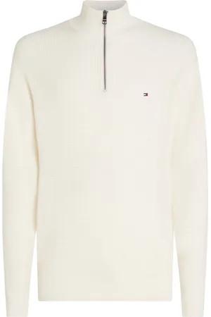 Tommy Hilfiger Troyer aus strukturiertem Baumwollstrick mit Logo-Stickerei