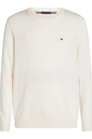 Tommy Hilfiger Pullover aus feinem Baumwollstrick mit Logo-Aufnäher