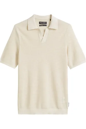 Marc O’ Polo Strick-Poloshirt mit Variokragen und Leinenanteil