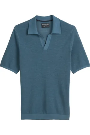 Marc O’ Polo Strick-Poloshirt mit Variokragen und Leinenanteil