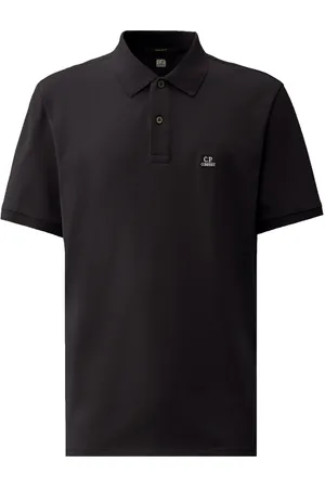 C.P. Company Unifarbenes Poloshirt mit Logo-Aufnäher